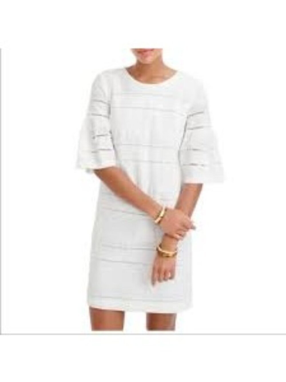 J.Crew Womens Flutter Sleeve Eyelet Shift Dress Size 0 White Graduation Spring